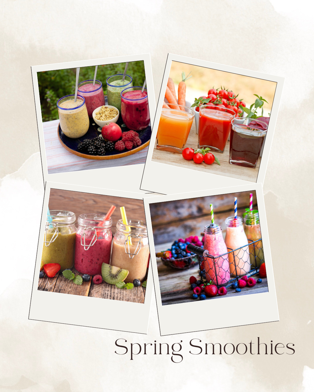 Fresh smoothies pictures in a collage